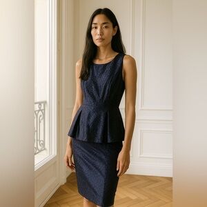 Pink Tartan blue metallic peplum dress size small